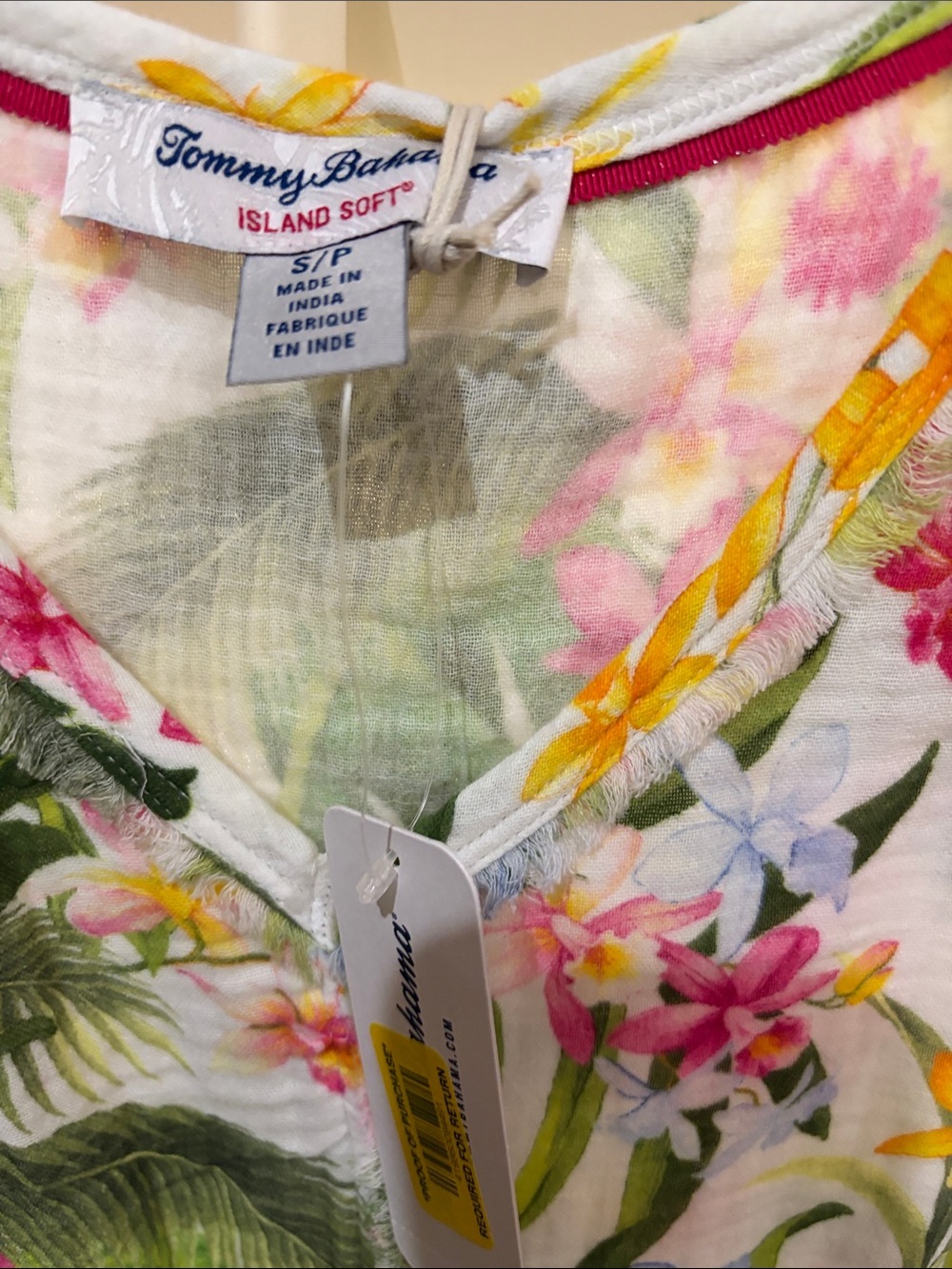 Tommy Bahama White Tropical Floral Midi Dress with Belt.Small NWT - Picture 3 of 4